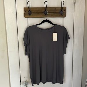 Grey tee with cuffed sleeve detail